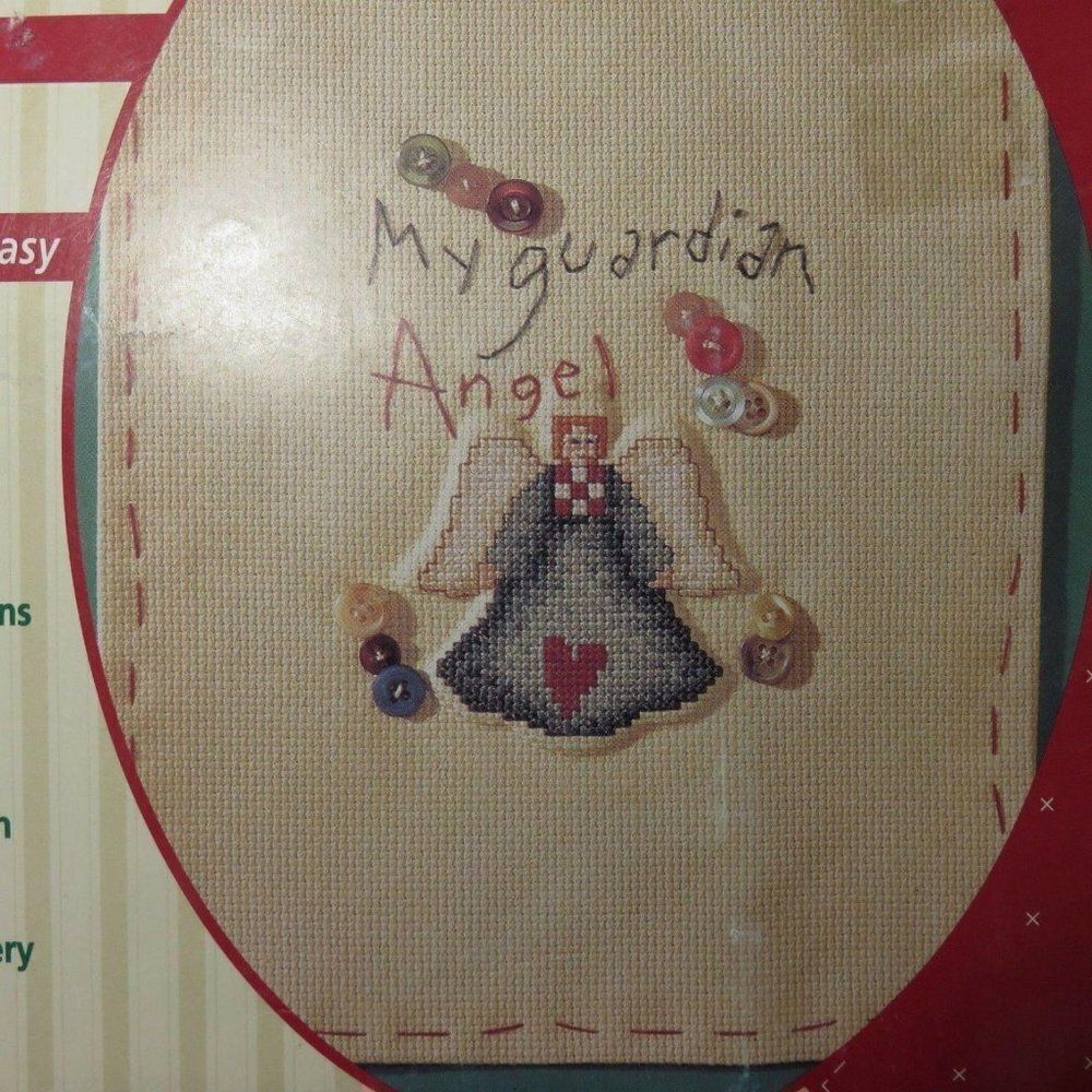 Vintage Plaid Stitched Impression Guardian Angel Counted Cross Stitch Kit 21871